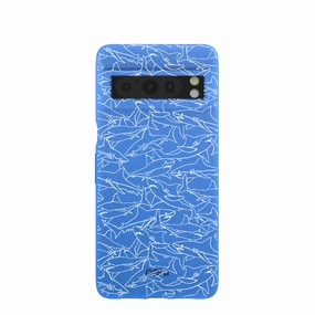 Flexible Design Hybrid Build Electric Blue Shark Frenzy Google Pixel 8 Pro Case