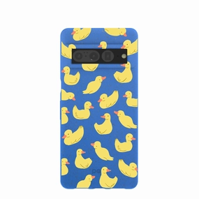 Electric Blue Sunny Ducklings Google Pixel 7 Pro Case Shock Frame Smooth Form Texture