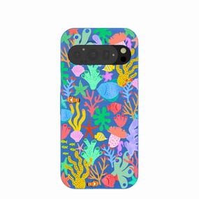 Hybrid Protection Electric Blue Underwater Blooms Google Pixel 9/9 Pro Case