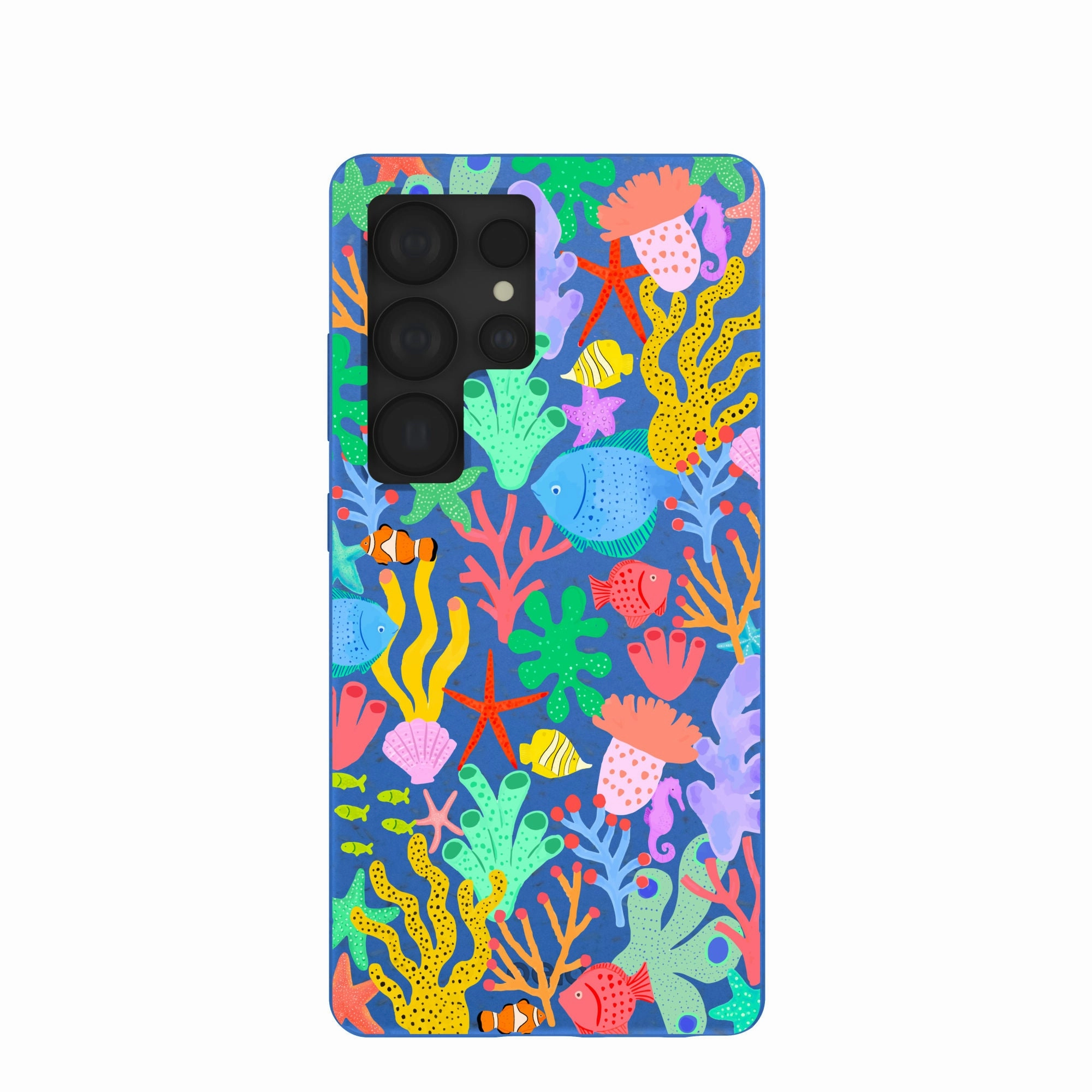 Electric Blue Underwater Blooms Samsung Galaxy S25 Ultra Case Strong Corners