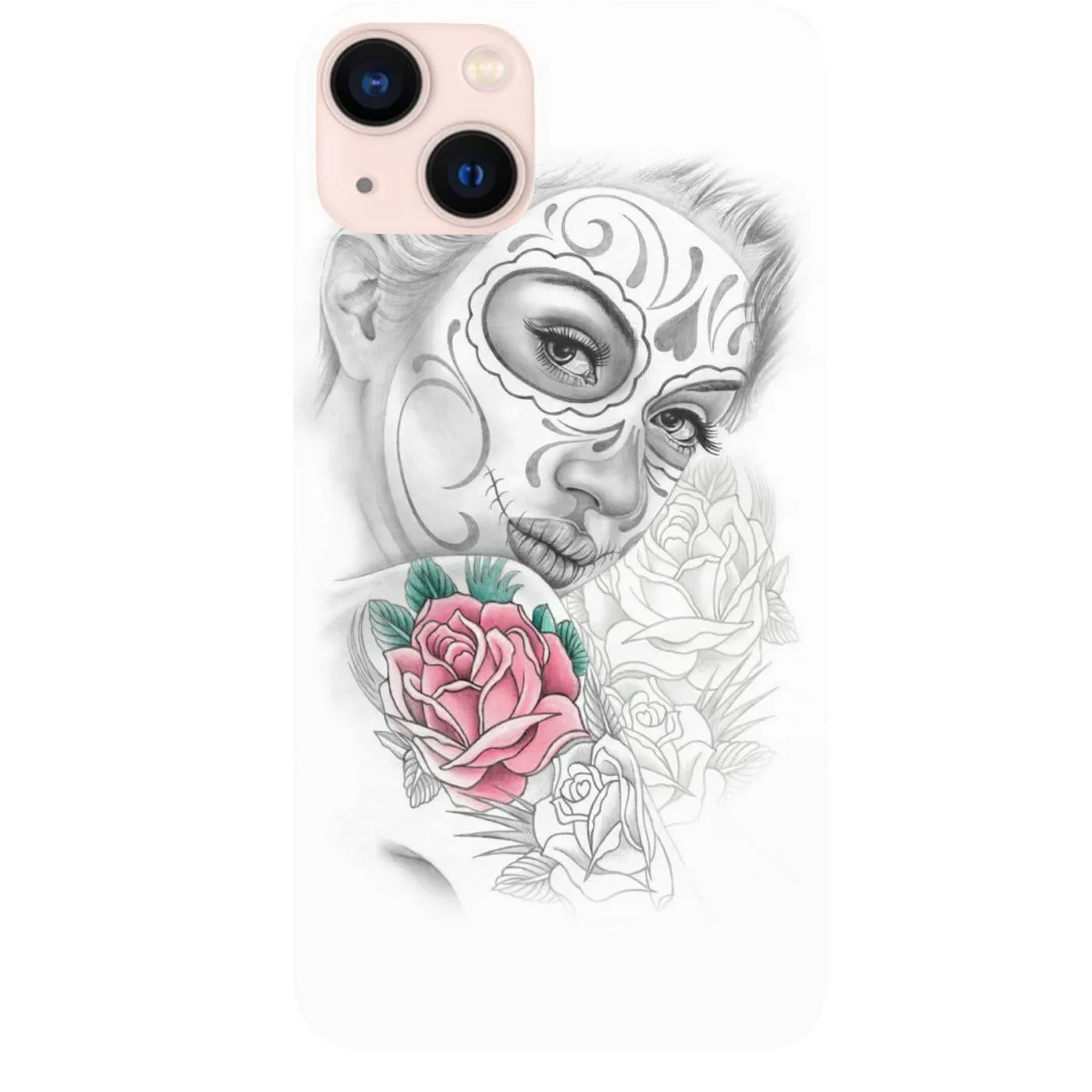 Elegant Finish Design Stylish Edge Dead Girl with Rose - UV Color Printed Phone Case