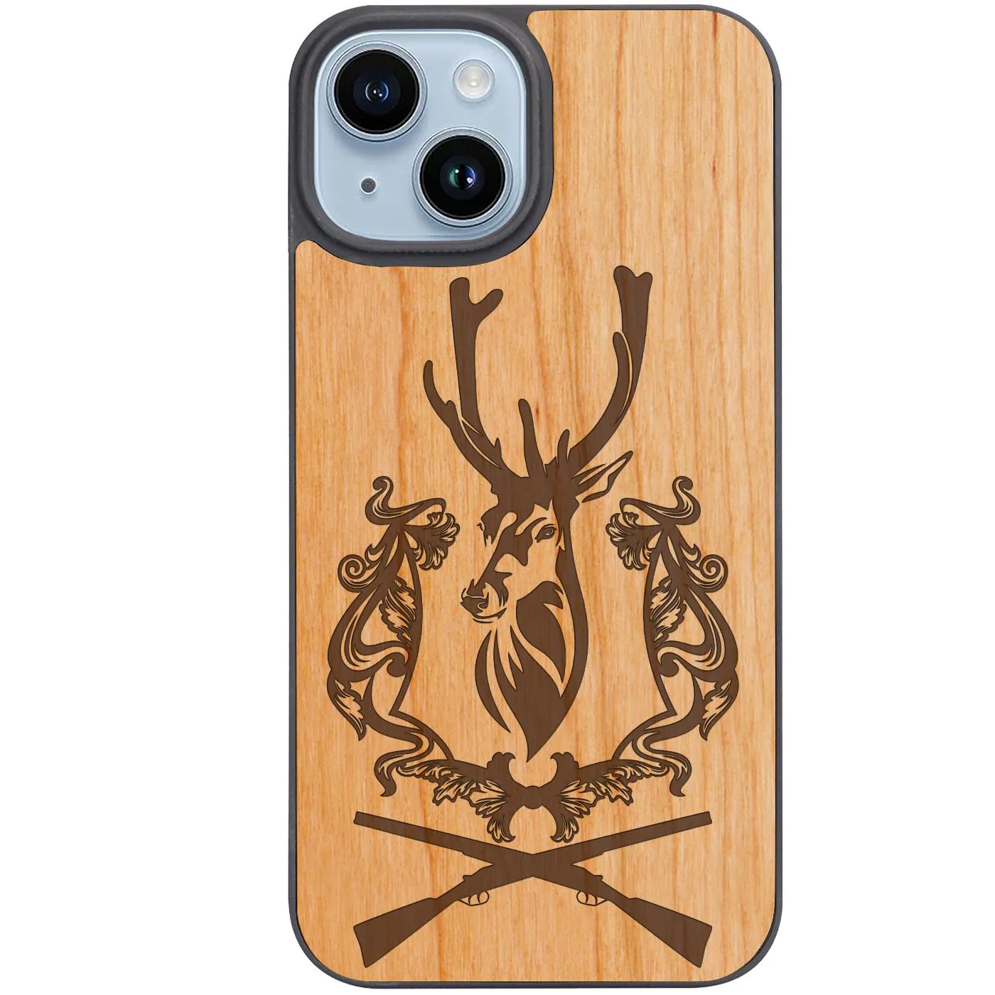 Deer with Rifles - Engraved Phone Case Smooth Edge Design Glossy Texture