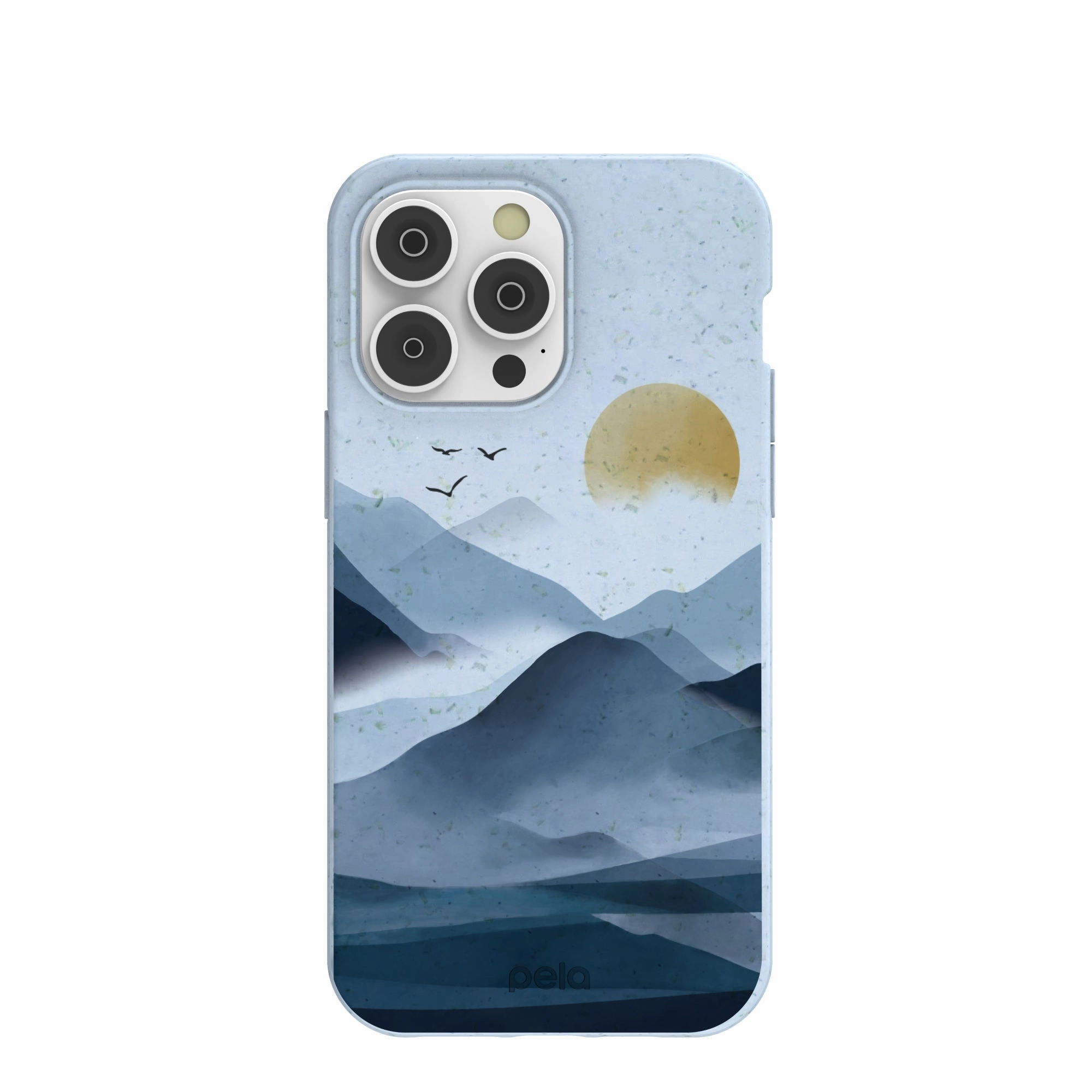 Powder Blue Misty Mountains iPhone 14 Pro Max Case Unisex Design