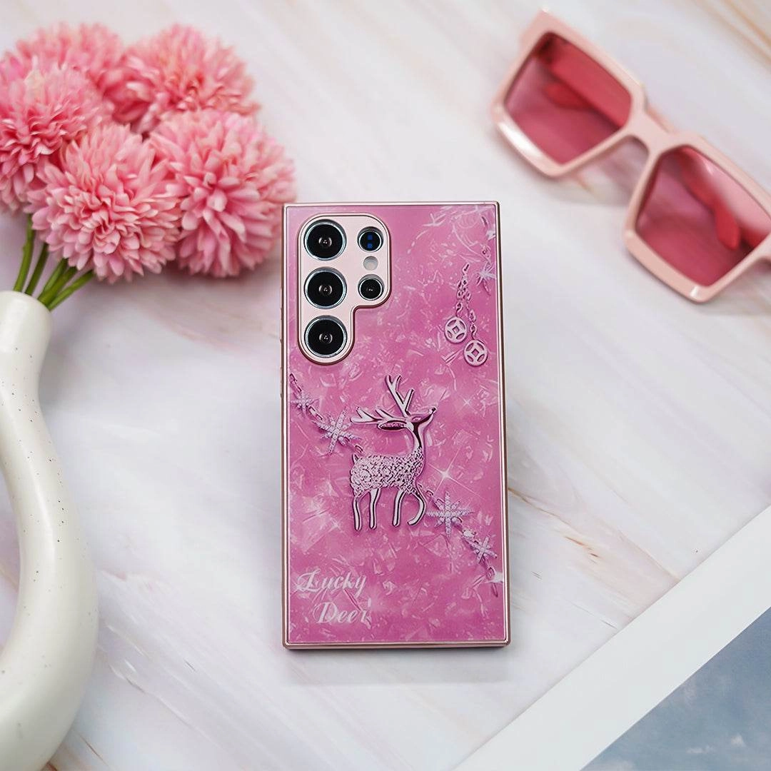 Subtle Touch Elegant Diamond Blush Deer Design Case - Samsung