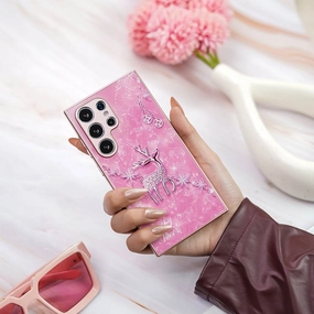 Elegant Diamond Blush Deer Design Case - Samsung Compact Structure Clear Protection