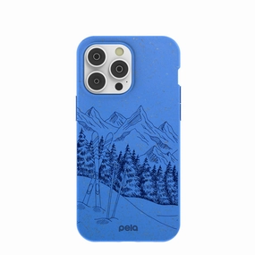 Electric Blue Backcountry Ski iPhone 14 Pro Max Case Premium Edge