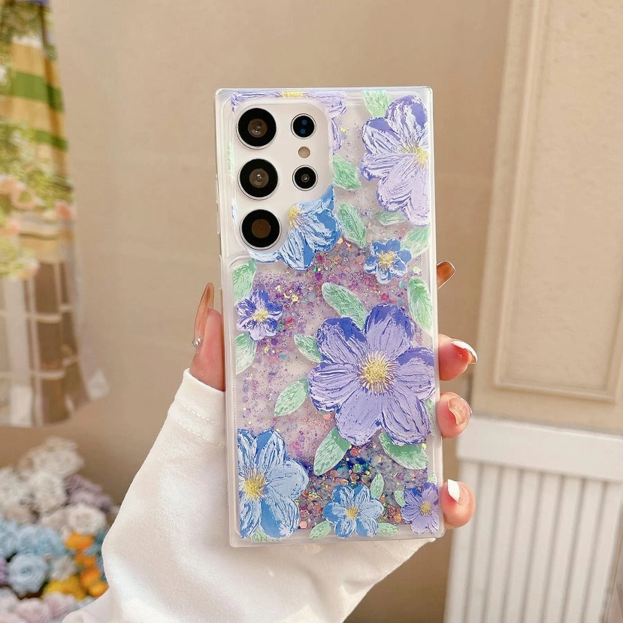 Hard Shell Luminous Glowing Glitter Flower Case - Samsung