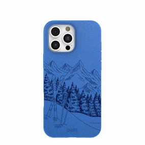 Electric Blue Backcountry Ski iPhone 16 Pro Max Case Comfort Style Comfort Shield Texture