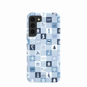 Powder Blue Winter Quilt Samsung Galaxy S22 Case Vibrant pattern Hybrid Edge