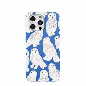 Electric Blue Snowy Owls iPhone 16 Pro Max Case daily protection Durable Edge Texture