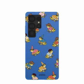 Electric Blue Fancy Frogs Samsung Galaxy S25 Ultra Case Gloss Layer Finish Urban Texture