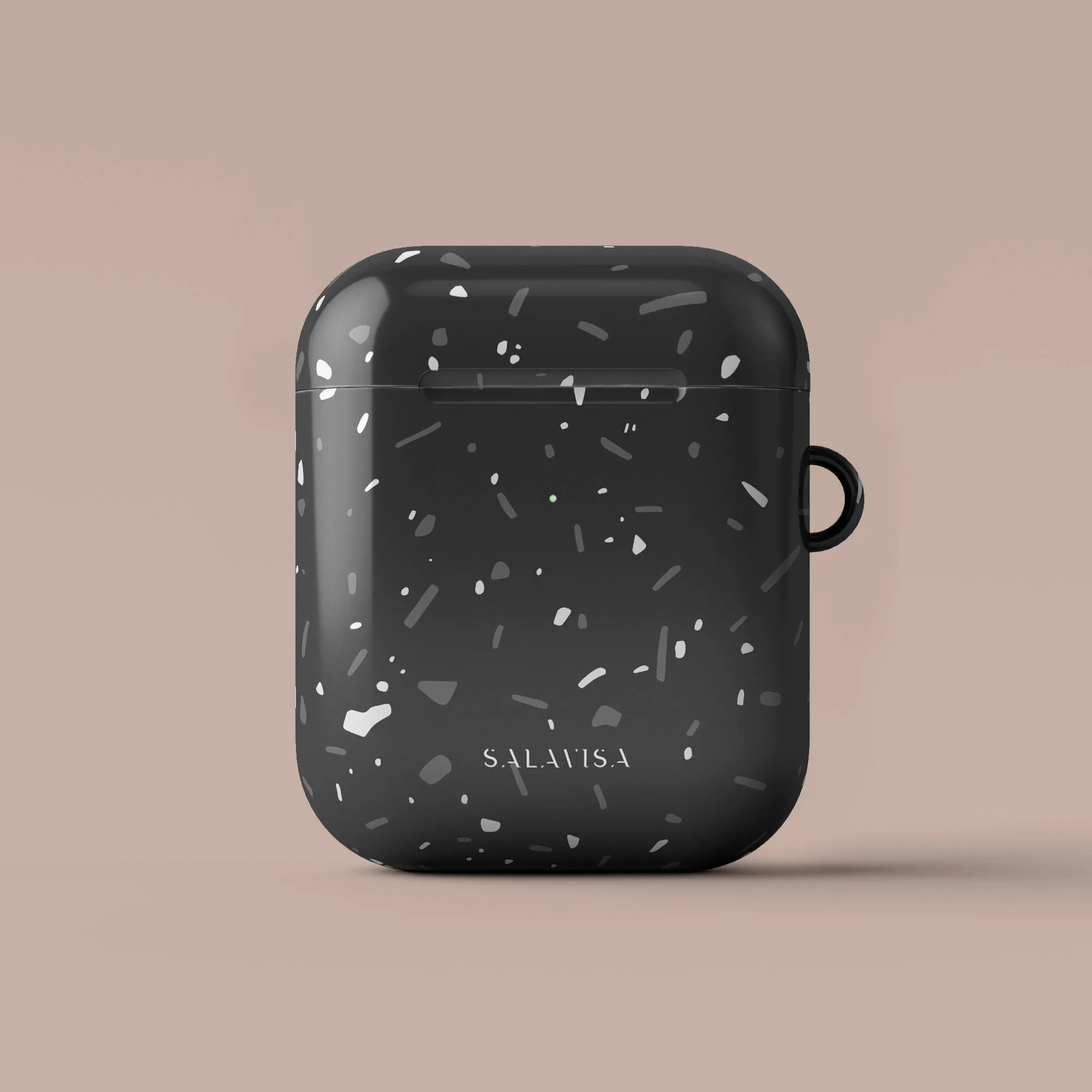 sleek ergonomic travel protector Black Terrazzo AirPods Case