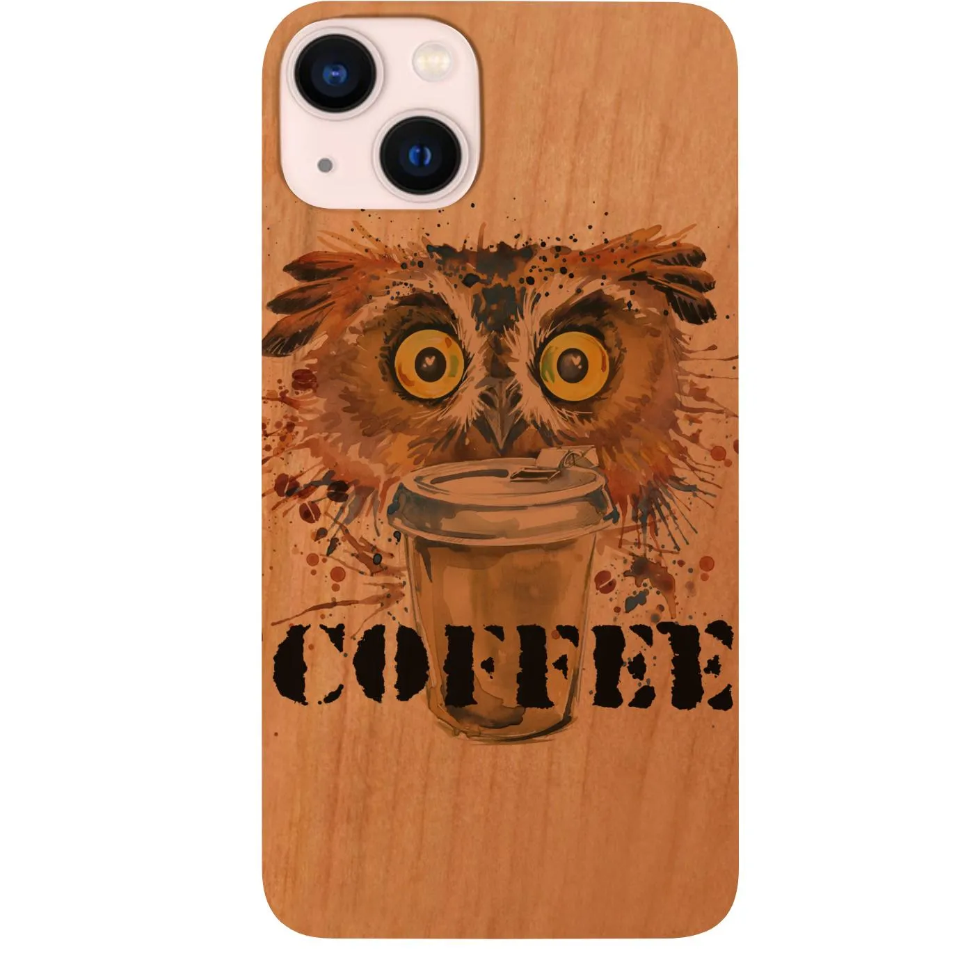 Hybrid Finish Owl with Coffee - UV Color Printed Phone Case