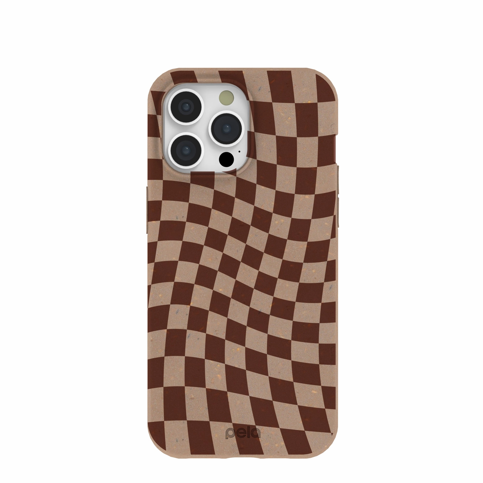 Chocolate Brown Cafe Check iPhone 15 Pro Max Case Luxury Detail Strong Frame