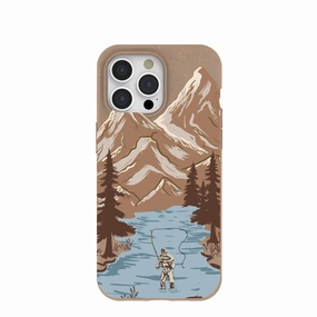 Custom Fit Chocolate Brown Gone Fishing iPhone 15 Pro Max Case