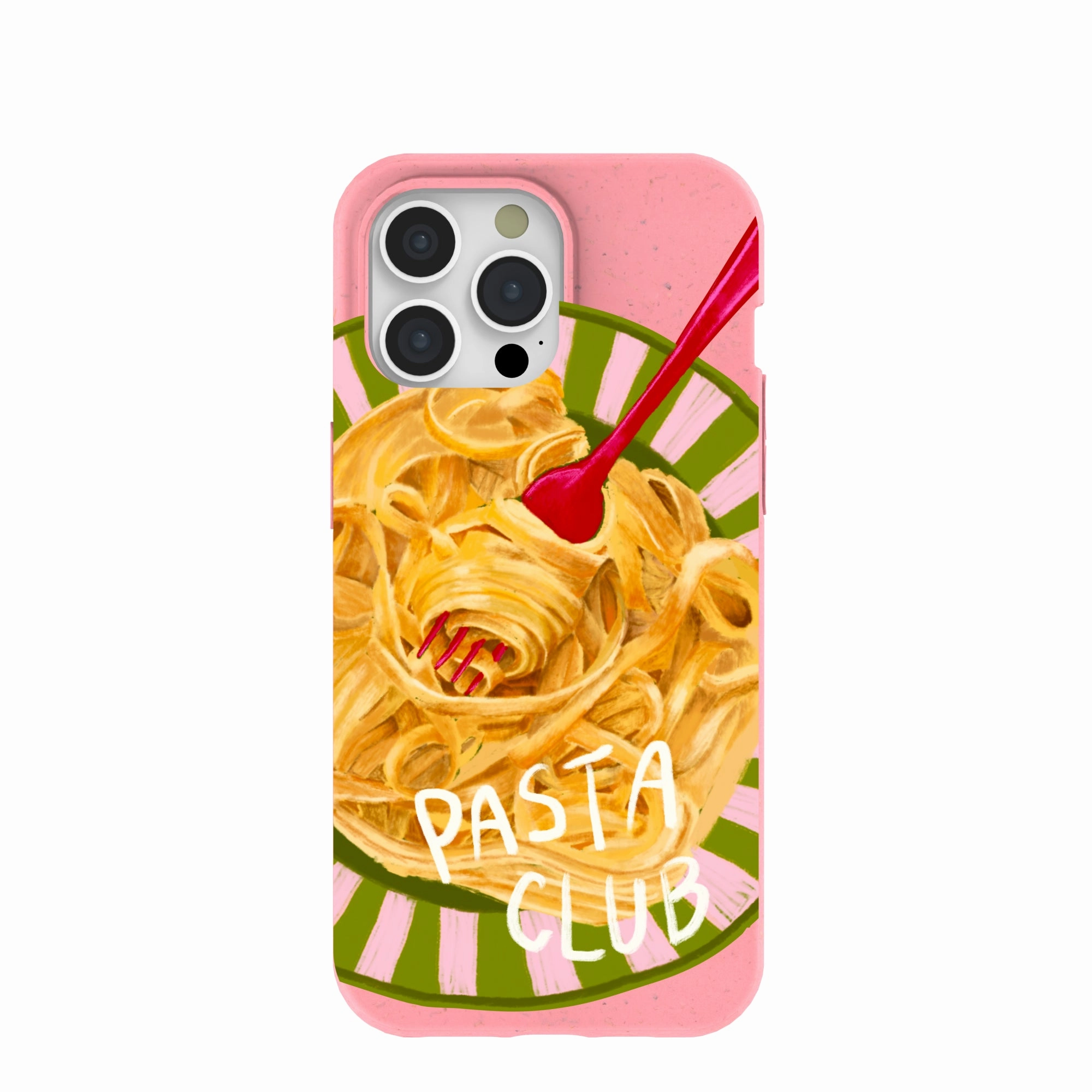 Bubblegum Pink Pasta Club iPhone 15 Pro Max Case Protective Frame Elegant Layer Texture