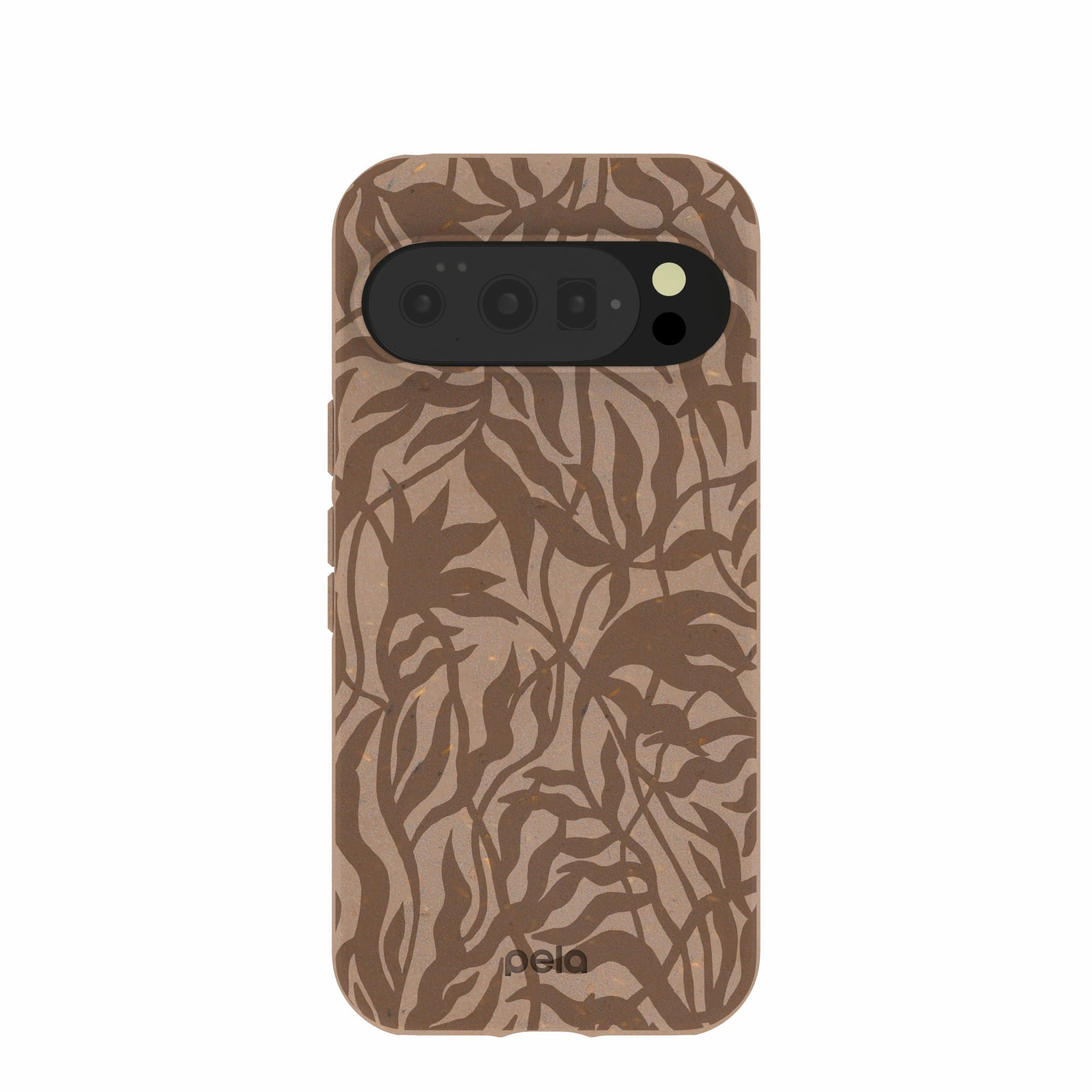 Chocolate Brown Rustic Leaves Google Pixel 10/10 Pro Case Protective Detail Hybrid Edge Finish