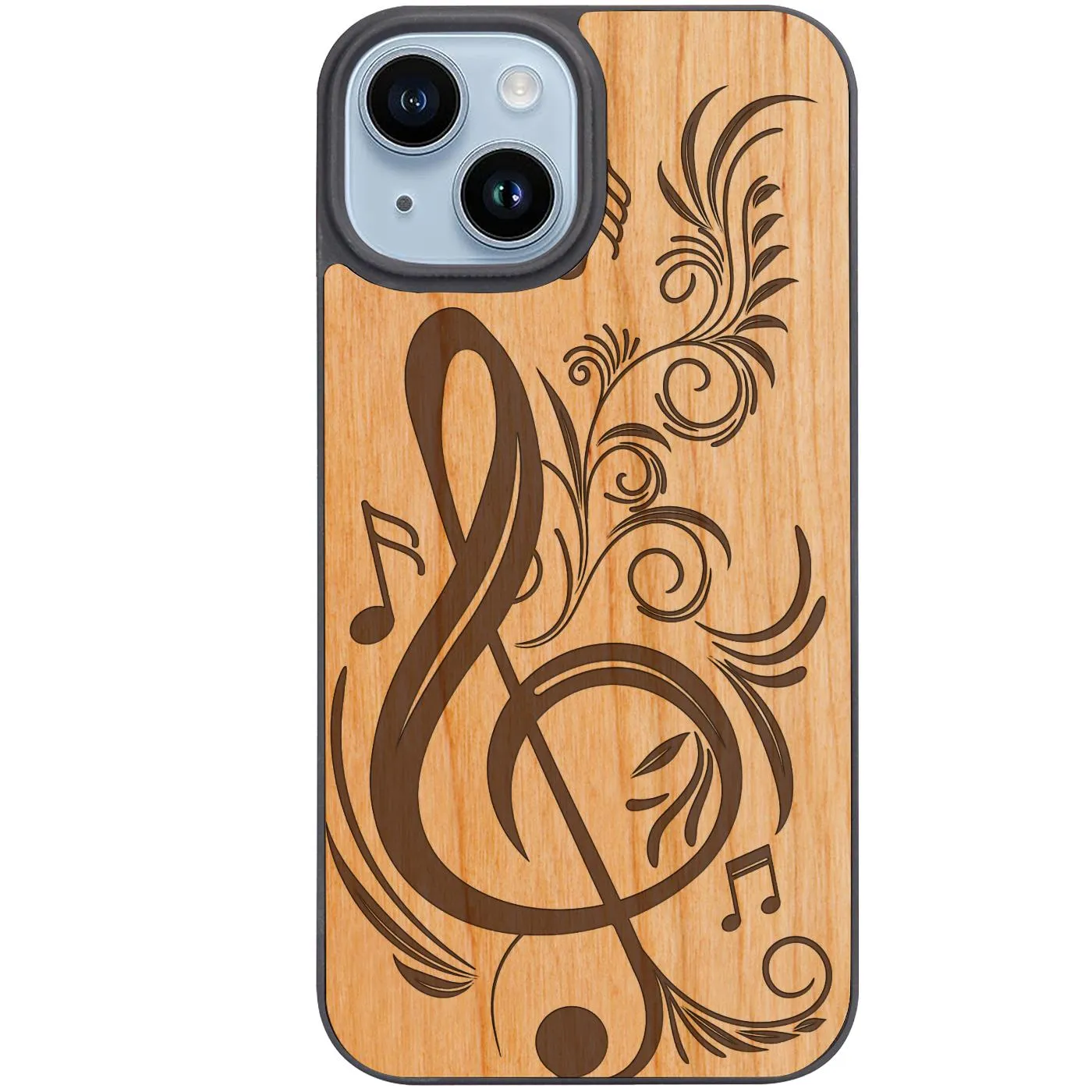 Floral Music Note - Engraved Phone Case Simple Style