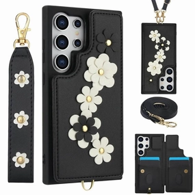 Portable Shield Floral Chic Crossbody Wallet Case - Samsung