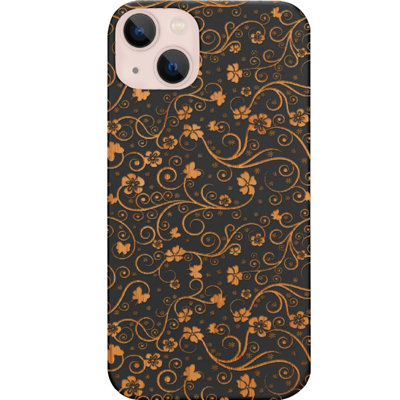 Scratch Proof Soft Material Flower Pattern - Engraved  Phone Case