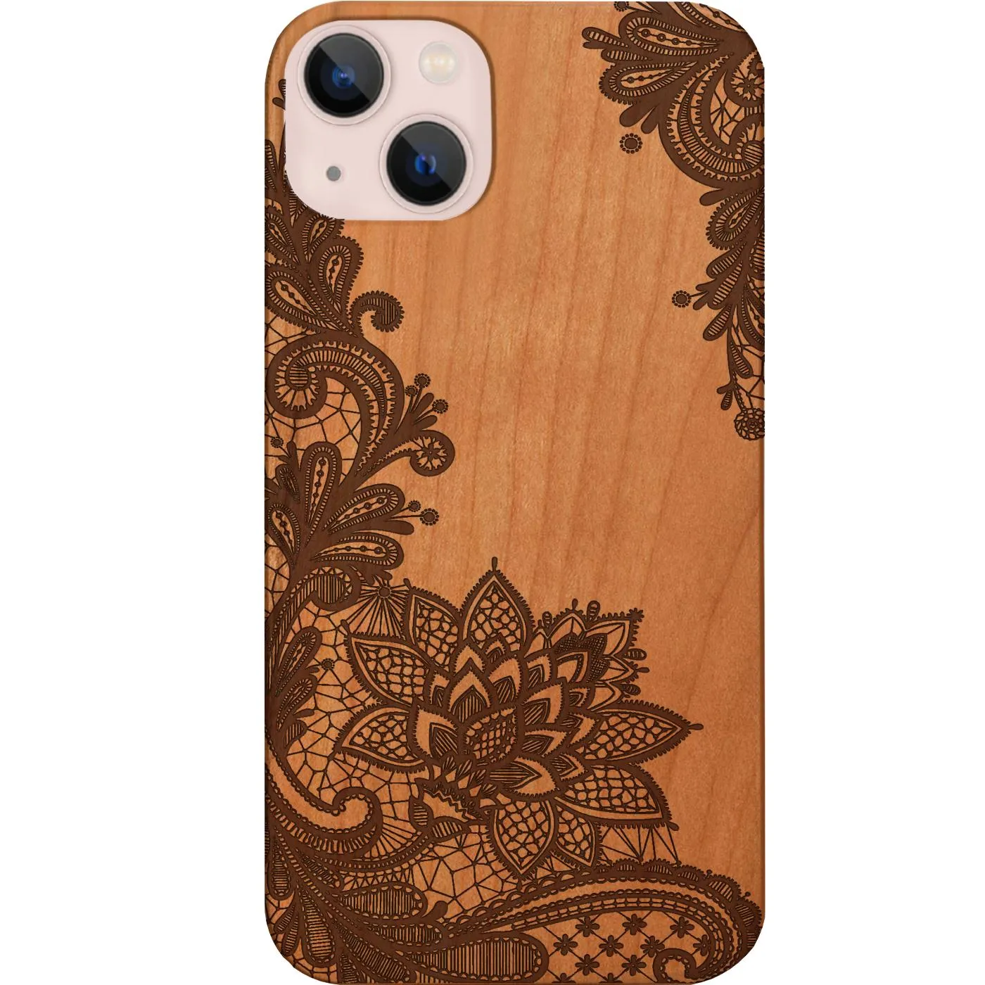 Gloss Finish Texture Flowers Frame - Engraved Phone Case