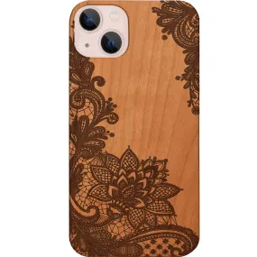 Gloss Finish Texture Flowers Frame - Engraved Phone Case
