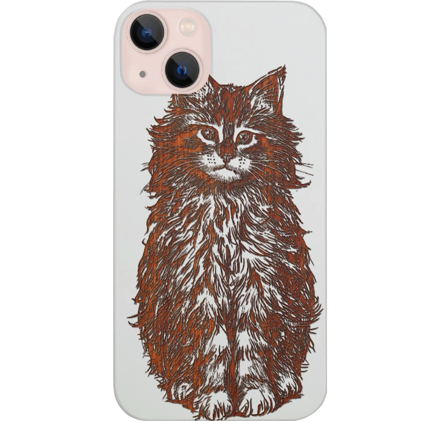 Fluffy Cat - Engraved Phone Case Elegant Look