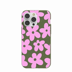 Forest Floor Pink Blooms iPhone 14 Pro Max Case Stylish Aesthetic Stylish Grip Texture