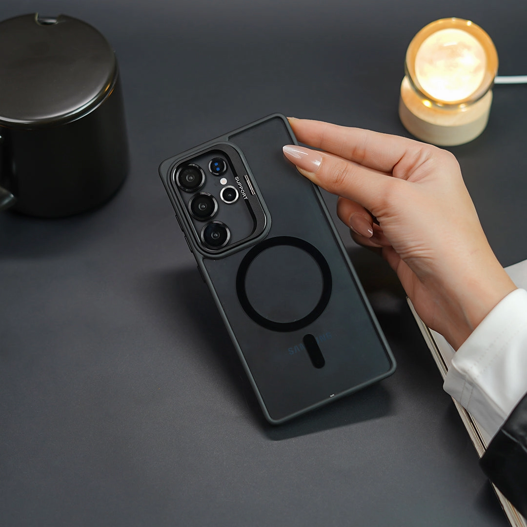 Premium Touch Rugged Pattern Texture Galaxy S25 Series Foldable Camera Kickstand Magsafe Case