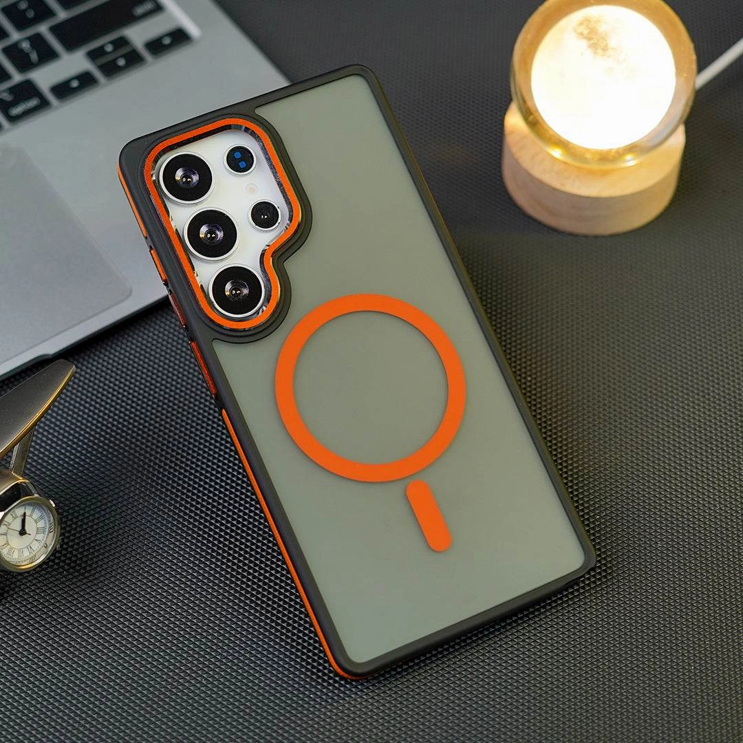 Stylish Detailing Creative Texture Galaxy S25 Series Frosted Dual Tone Stripe Magnetic Case