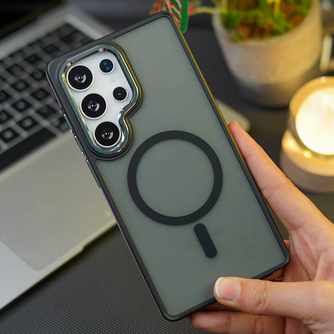 Galaxy S25 Series Frosted Dual Tone Stripe Magnetic Case Premium Edge