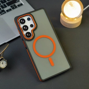 Galaxy S25 Series Frosted Dual Tone Stripe Magnetic Case Colorful Design Smooth Texture Pattern