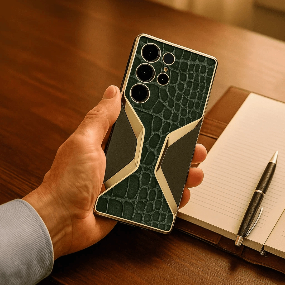 Light Frame Galaxy S25 Ultra Electroplated Alligator Pattern PU Leather Case