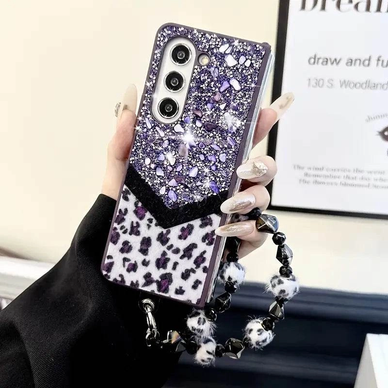 Glam Leopard Flashing Stone Spark Case - Samsung Matte Touch Matte Detail