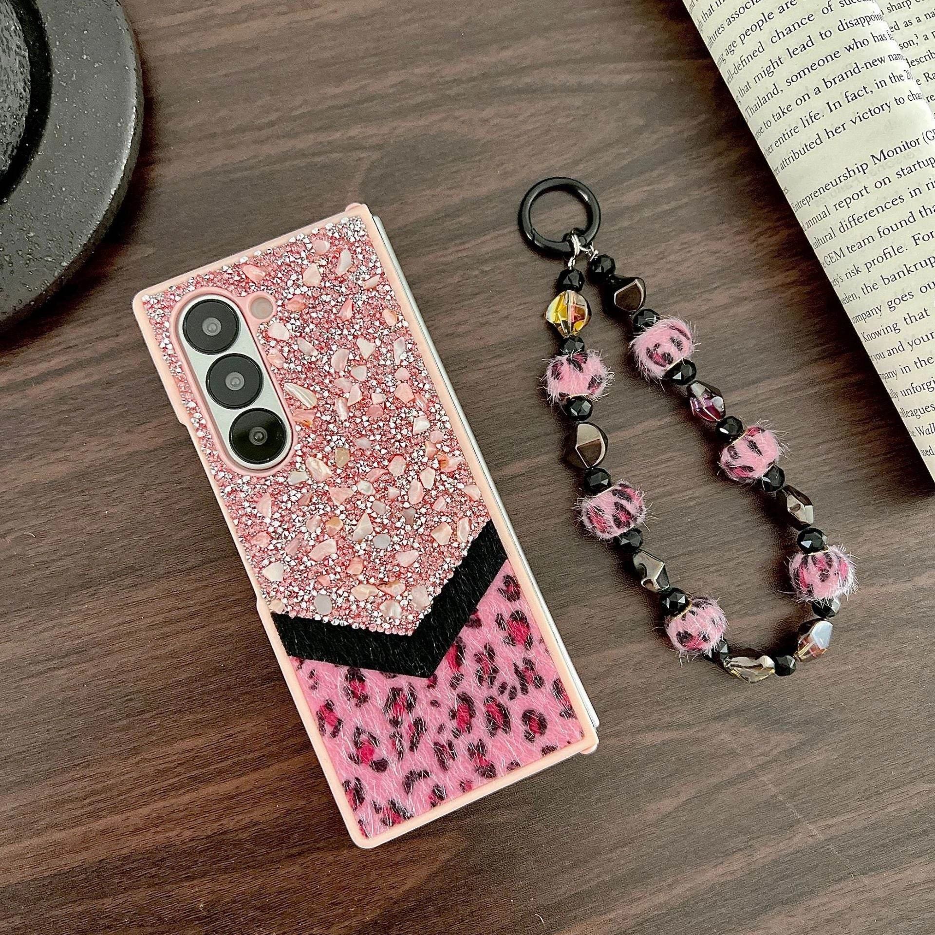 Universal Design Recyclable Material Glam Leopard Flashing Stone Spark Case - Samsung