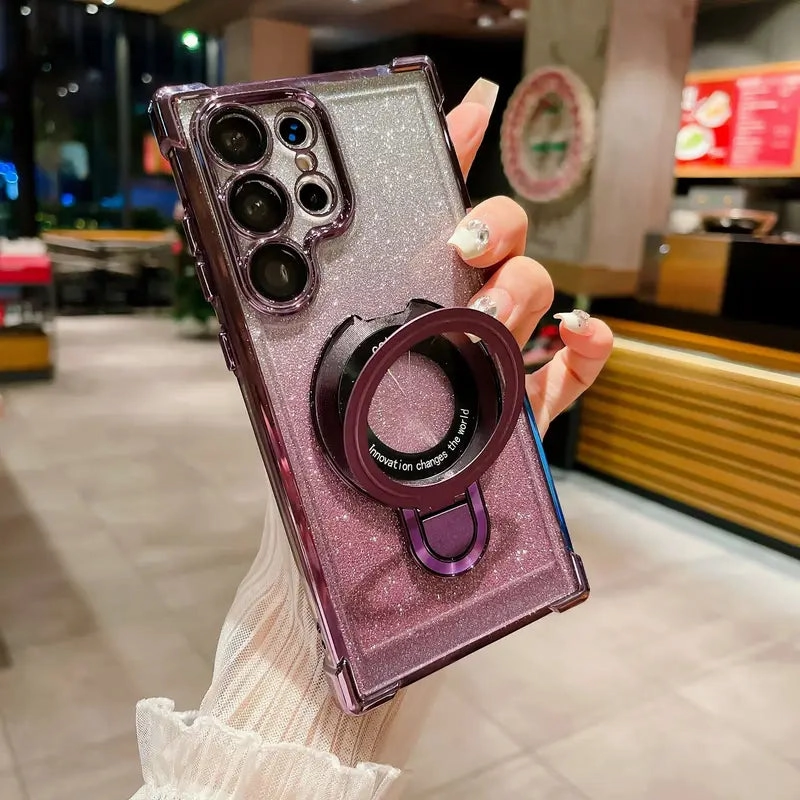 Protective Material Recyclable Material Glitter Guard Ring Bracket Case - Samsung