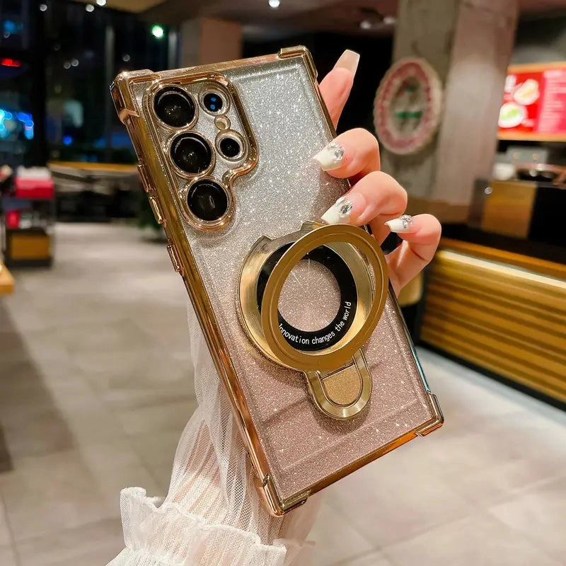 Smooth Finish Touch Glitter Guard Ring Bracket Case - Samsung