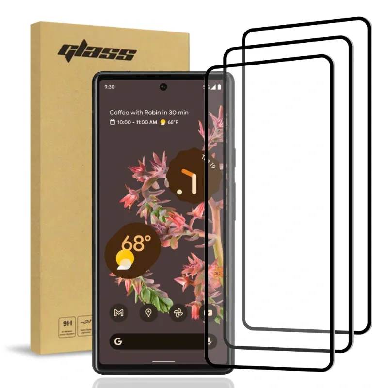 Google Pixel 6 Pro (3 Per Pack) 3D Full Glue Glass Screen Protector w/Hole Punch Shock Resistant Flexible Comfort