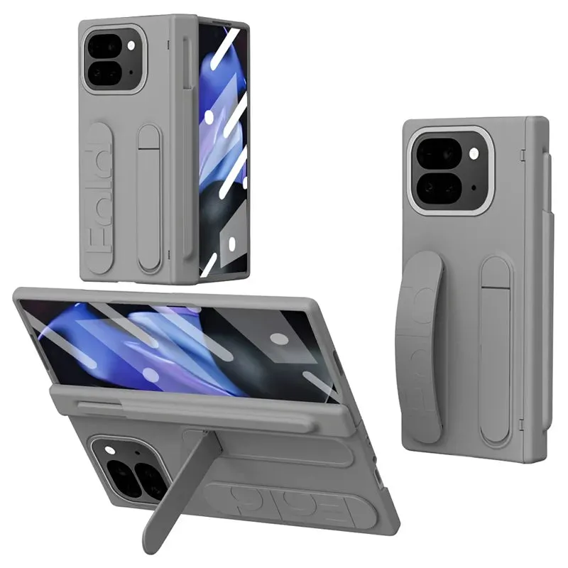 Fashion Texture Stylish Layer Google Pixel Fold Series Dual Function Wristband Stand Case