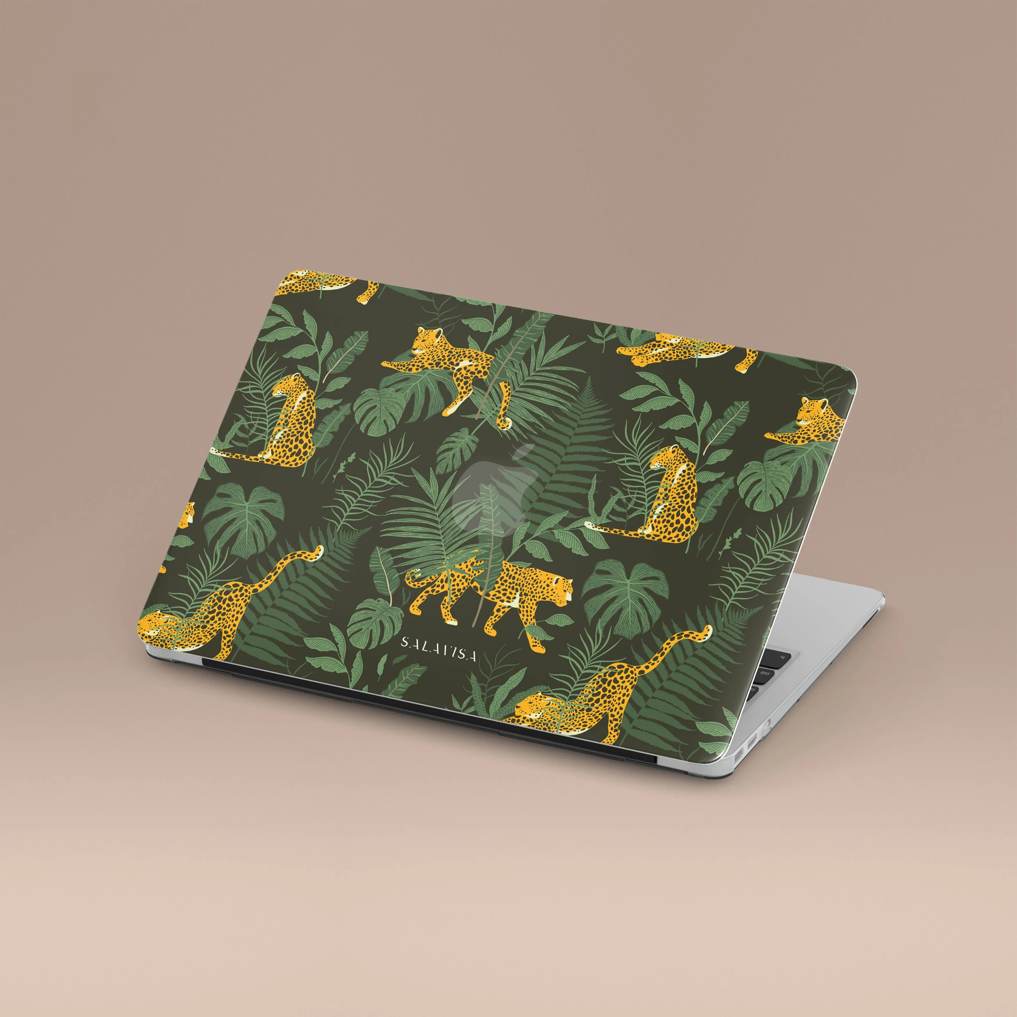 Soft Touch Transparent Look Green Cheetah MacBook Case