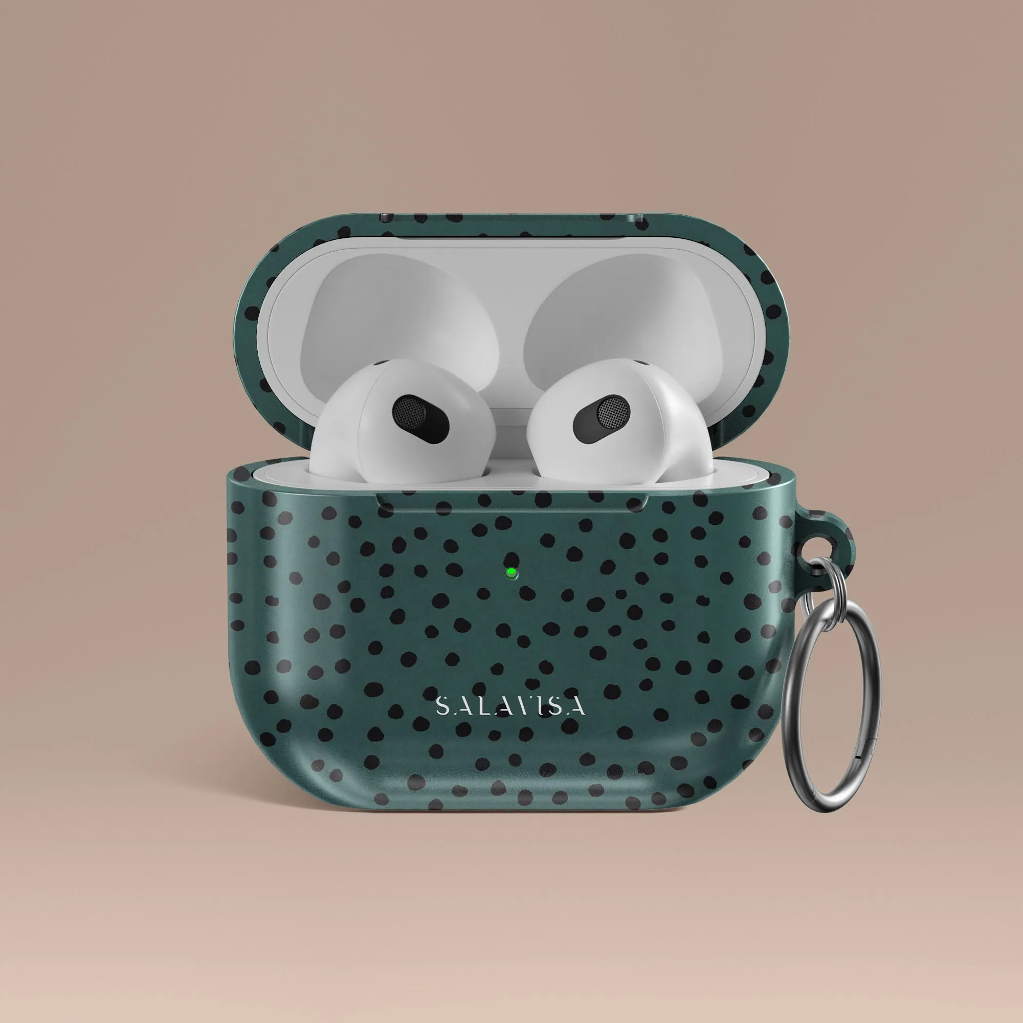 Trendy Silicone Pouch Trendy Rubber Pouch Green Polka Dots AirPods Case