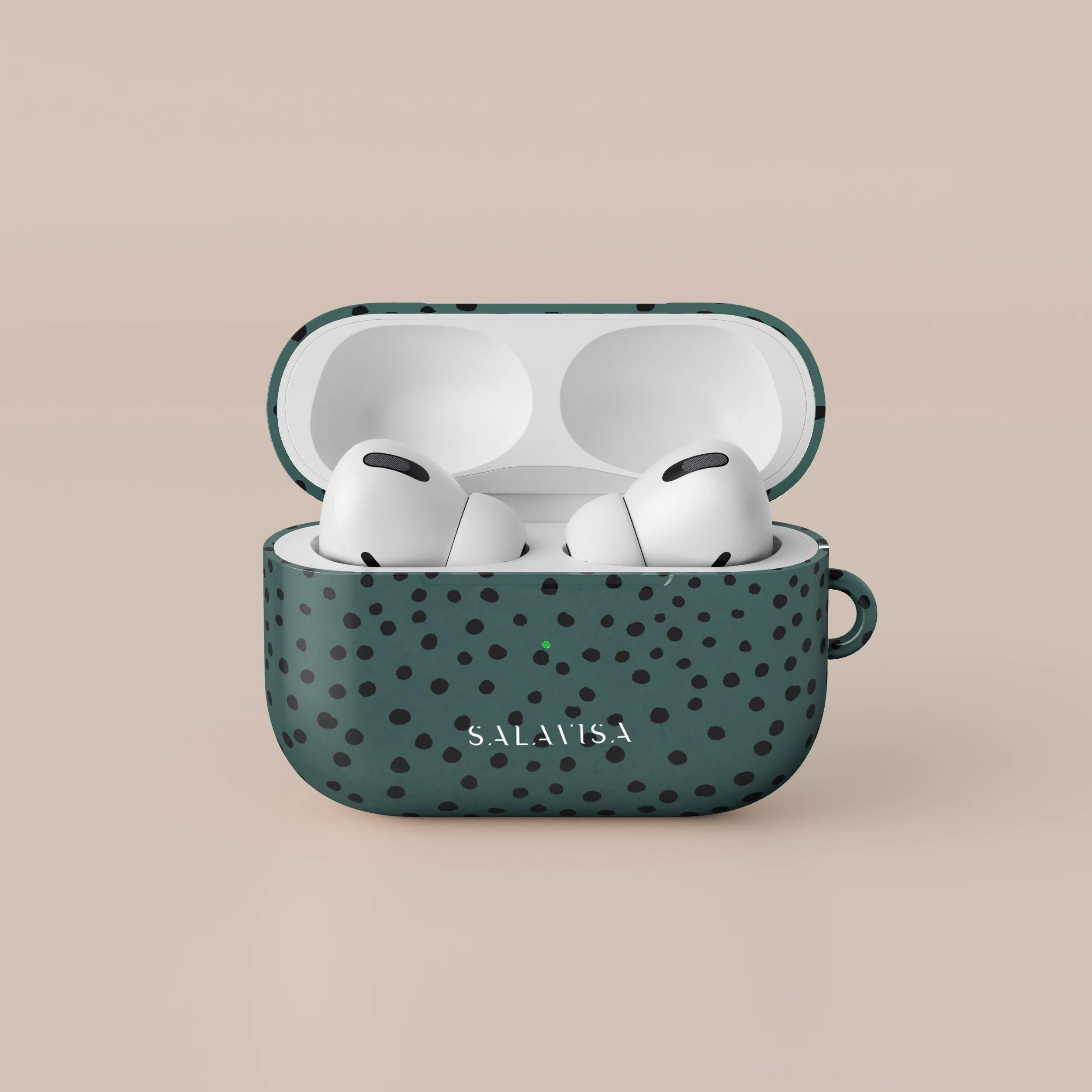 Green Polka Dots AirPods Case Minimal Smooth Shell durable ergonomic neon shell