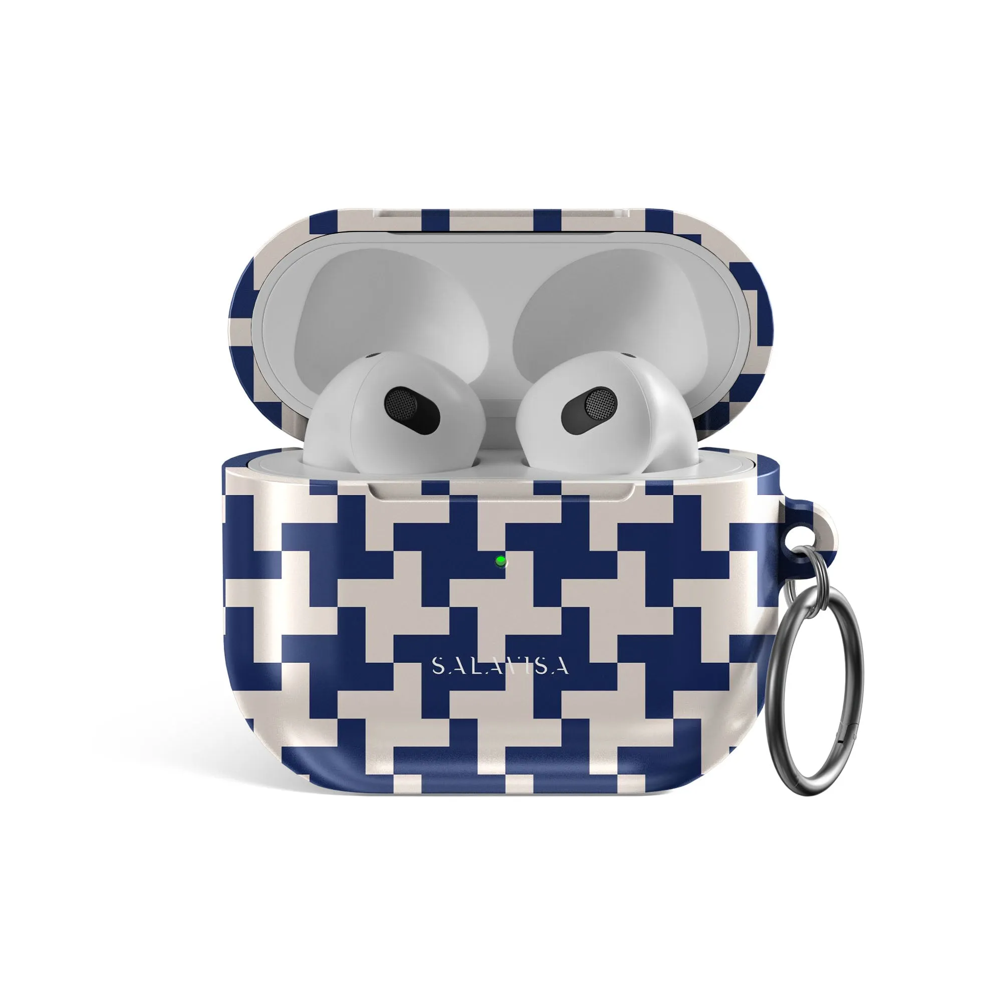 metallic matte earbuds shell Blue Glen Plaid AirPods Case