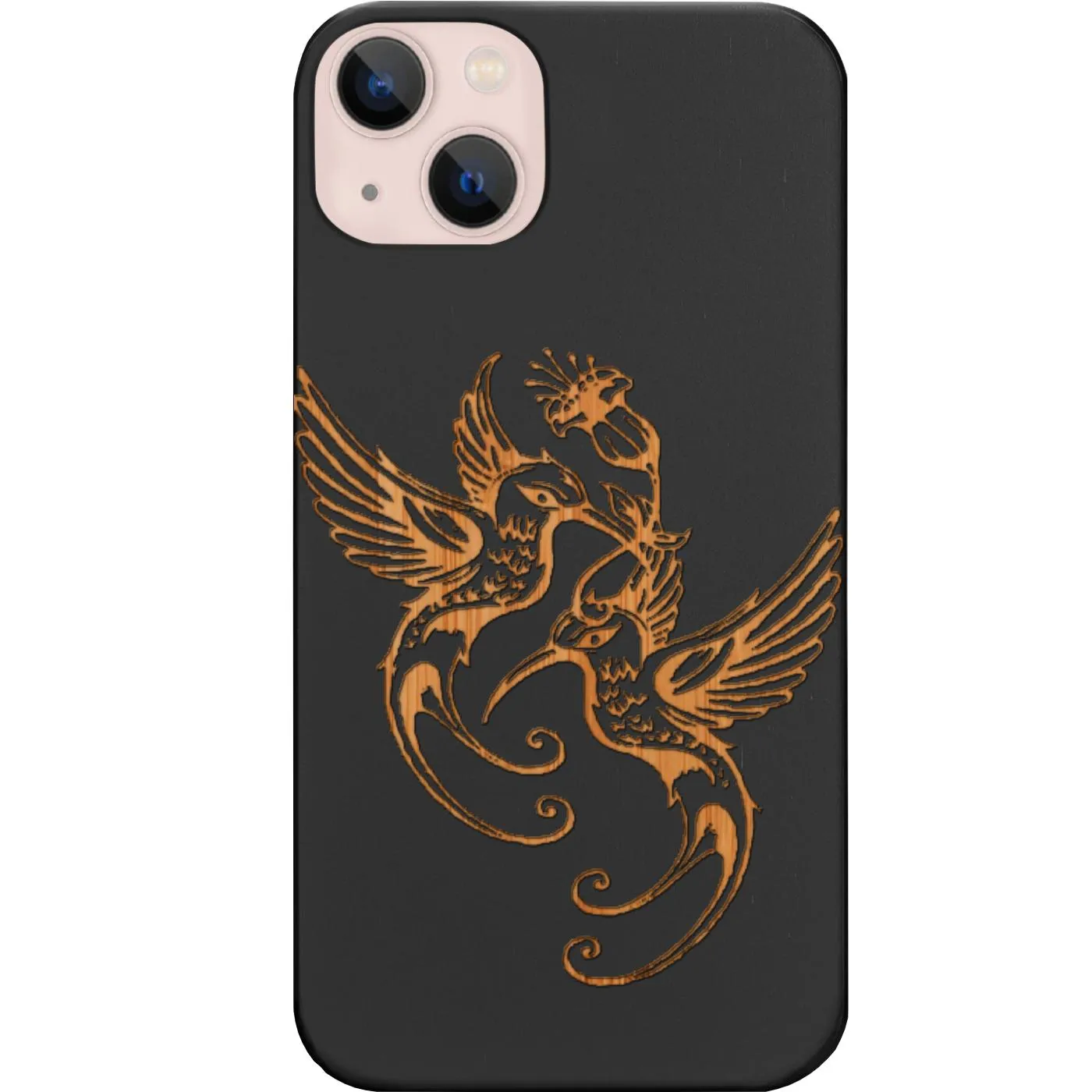 Textured Grip Shockproof Corners Humming Birds - Engraved Phone Case