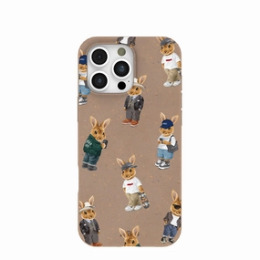 Eco Friendly Sleek Surface Chocolate Brown Rabbit Friends iPhone 16 Pro Max Case