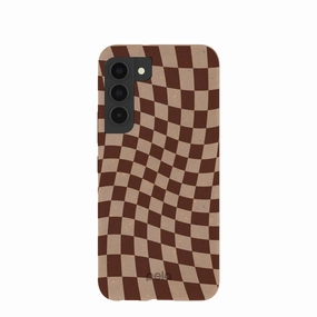 Soft Protection Slim Design Chocolate Brown Cafe Check Samsung Galaxy S22 Case