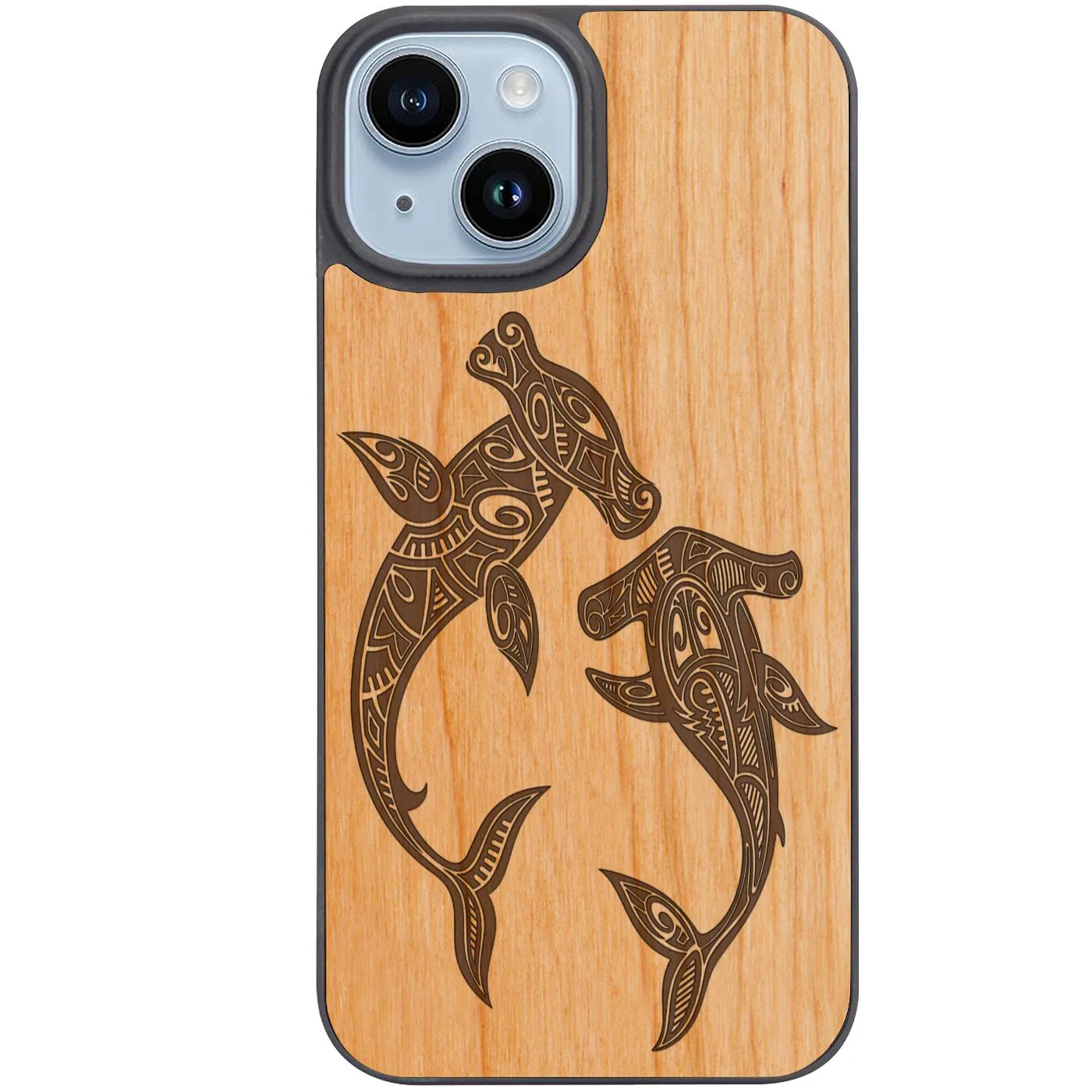 Smooth Feel Hybrid Build Texture Hammerhead Shark - Engraved Phone Case