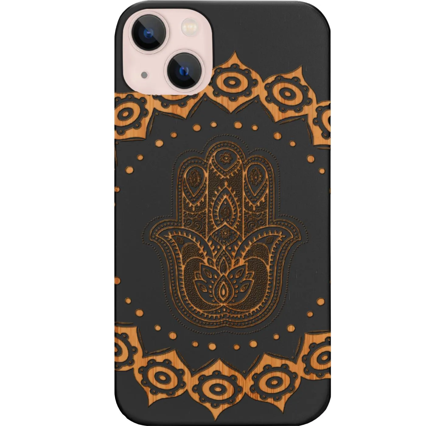 Minimal Frame Hamsa Mandala - Engraved Phone Case