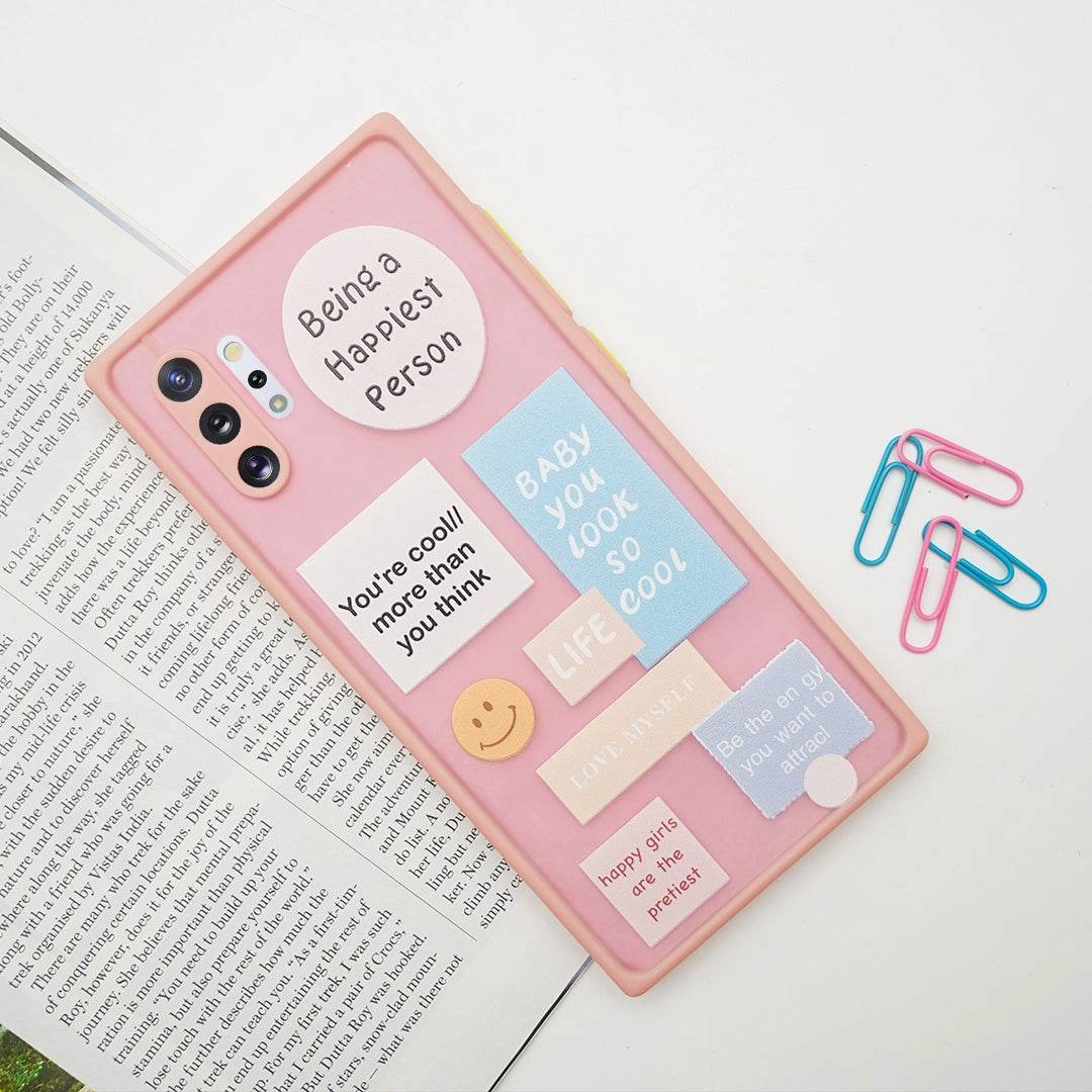 Soft Edge Detail Durable Pattern Happy Label Print Matte Finish Case - Samsung