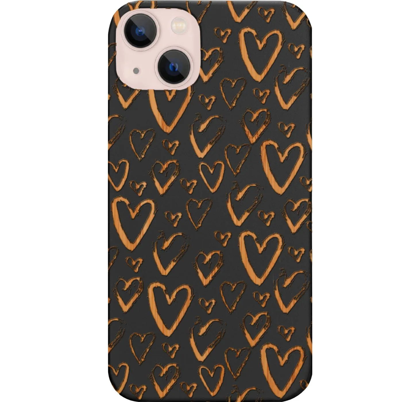 soft look Protective Look Heart Pattern - Engraved Phone Case